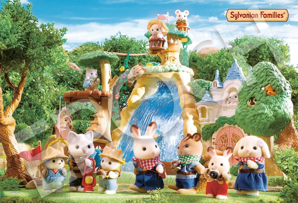 Epoch Puzzle Sylvanian Families Velký vodopád v tajném lese 300 dílků s lepidlem a špachtlí s bodovým lístkem EPOCH (26 38 cm) 28-111s