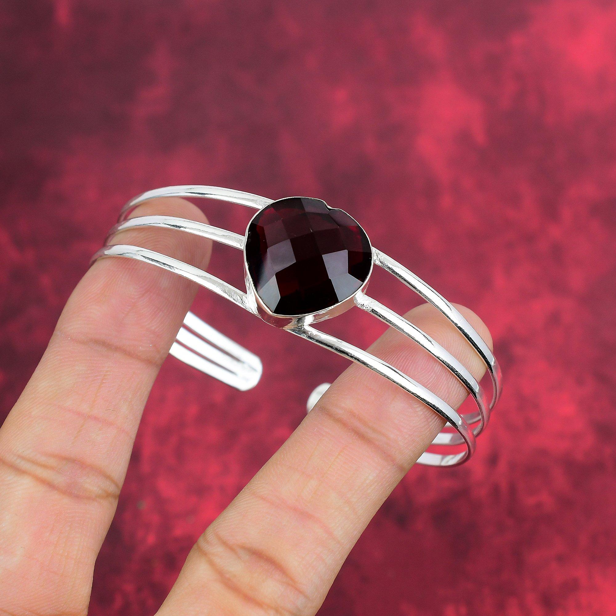 

Ювелирные изделия из красного граната, браслет из стерлингового серебра 925 пробы, браслет из драгоценных камней ручной работы на День памяти Adjustable красный