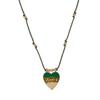 Colorfast Beaded Tarot Card Pendant Necklace with Heart-Shaped Charm, Fashionable Gold-Plated Design On Colorful Rope