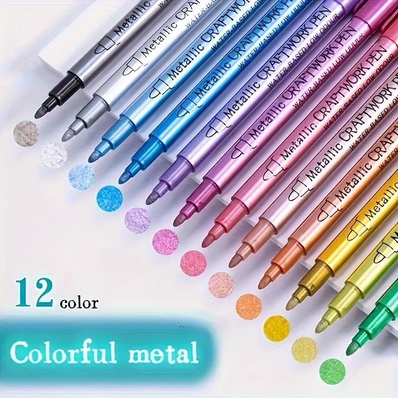 

12 Metallic Colorful Pens - Golden, Silvery & Bronze for Crafting, Signing & Art Projects Suitable as Gifts
