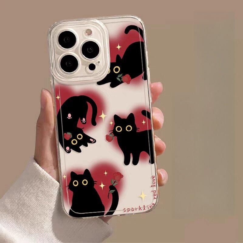 Case for Samusng Galaxy A56 A55 A54 A35 A36 A26 A16 A15 A14 A34 A53 S25 S24 S23 Ultra Plus S20 S21 S24 FE Cute Doodle Cat Cover
