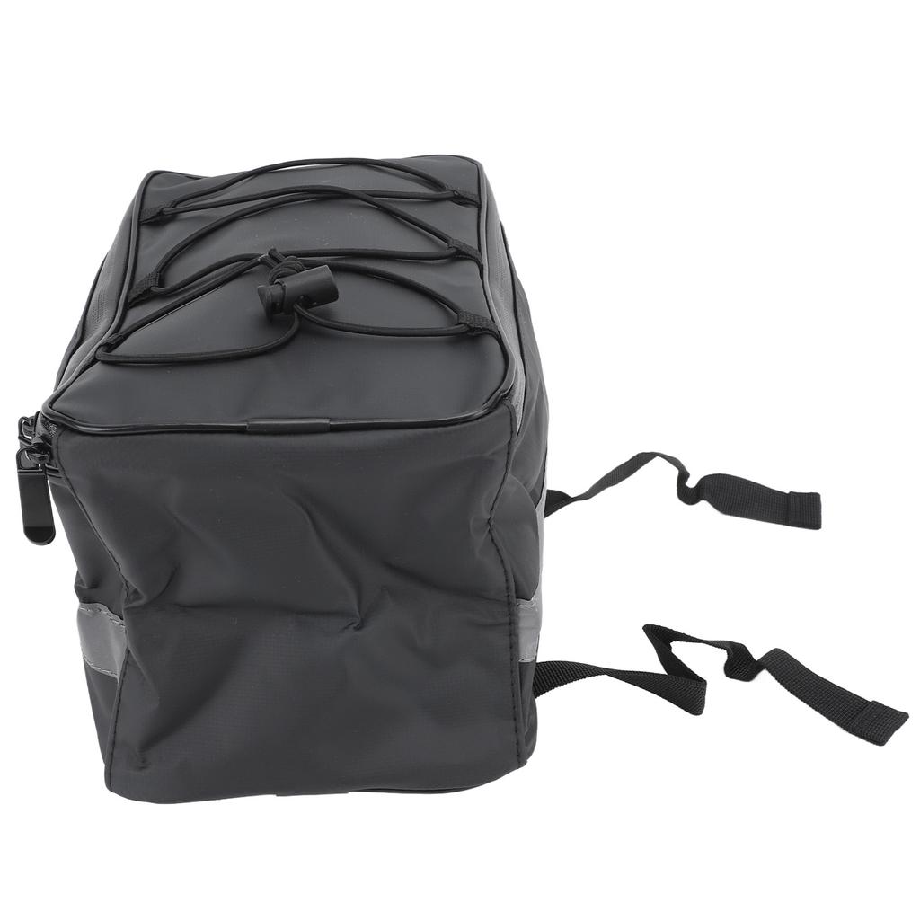 8L Black Bike Seat Bag Waterproof Multifunctional Electric Bicycle Seat Bag Large Capacity PU Leather Bike Backseat Bag