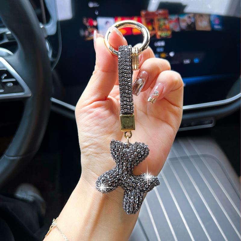 Брелок для ключей от машины Алмазный Собака-шарик, Милый Мультяшный Брелок на Сумку, Изысканный Алмазный Шнурок, Щенячий Креативный Подарок