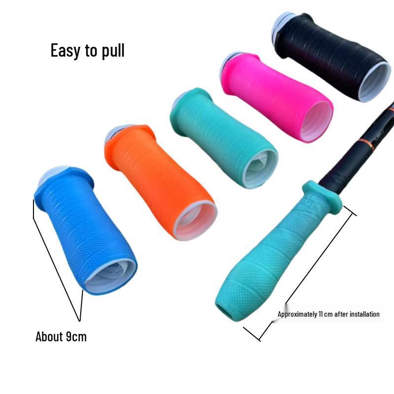 Third Gen Fishing Rod Handle: Anti-slip, Wear-resistant Silicone Grip with Built-in Rod Stopper and Pull-out Cover.