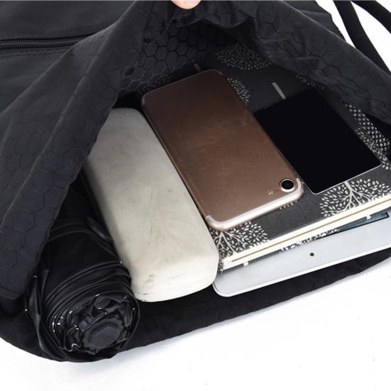 Nylon Drawstring Bag Lightweight Waterproof Double Strap Drawstring Backpack for Outdoor