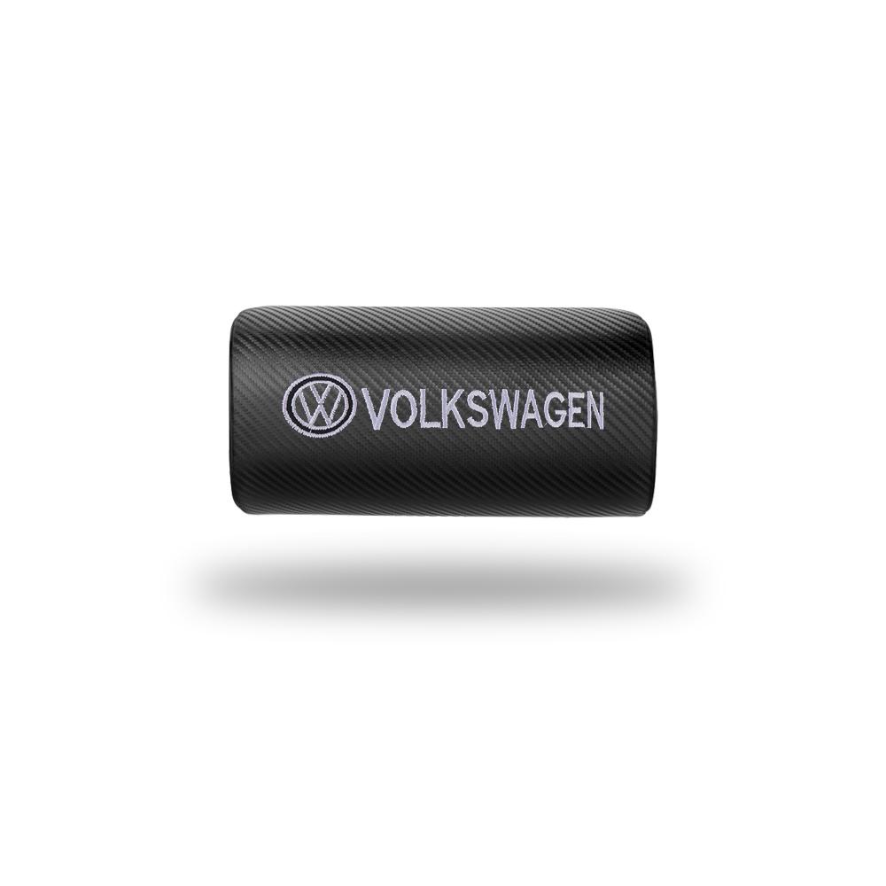 T301/2PCS Car Carbon Fiber Seat Neck Pillow Protection PU Leather Auto Headrest Valve Cap For Volkswagen MK6 Golf 7 GTI Touareg GTD