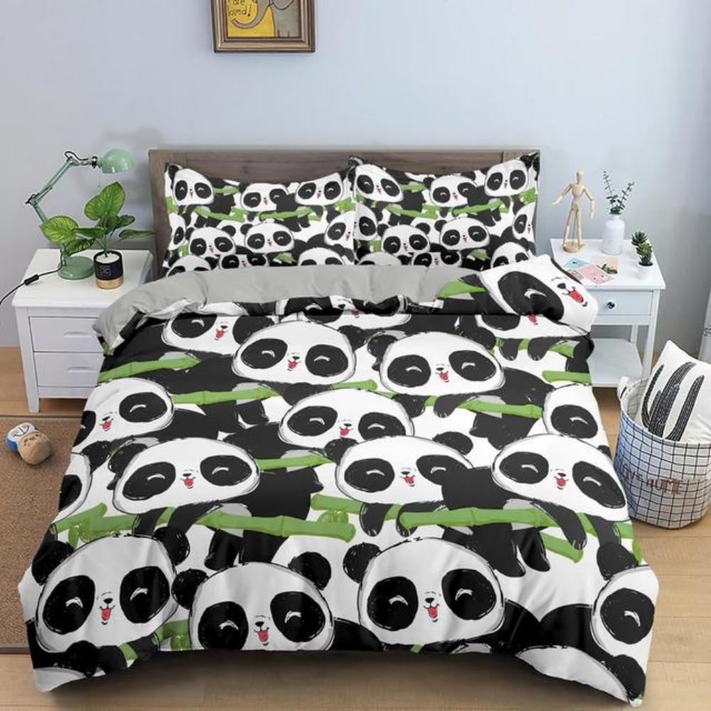 Cartoon Lovely China Panda Bedding Set White Bed Linen 3D Print Gift for Kids Girls Twin Single Queen King Size Duvet Cover Set