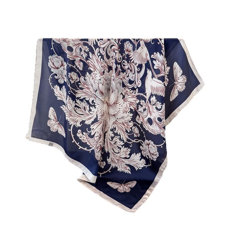 Spring And Autumn Simulation Silk High-End Printed Large Square Scarf Silk Scarf Shawl Headscarf Beach Scarf Neck Protection Scarf Decorative Scarf