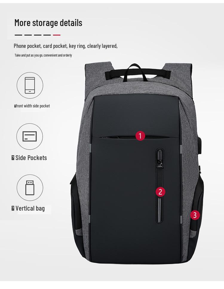 Men's Multi-Function Business Backpack with USB & Laptop Compartment