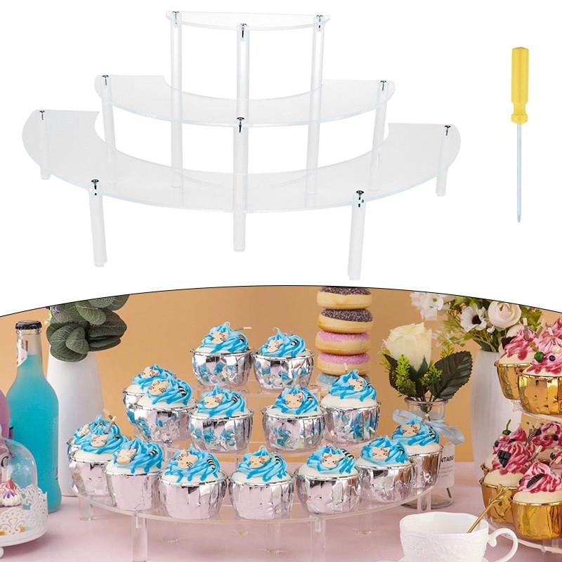 

3-х уровневая акриловая стойка для демонстрации еды в форме полумесяца. Свадебная еда, десерты, косметика, стеллажи для демонстрации мелких предметов. Декор для вечеринок.