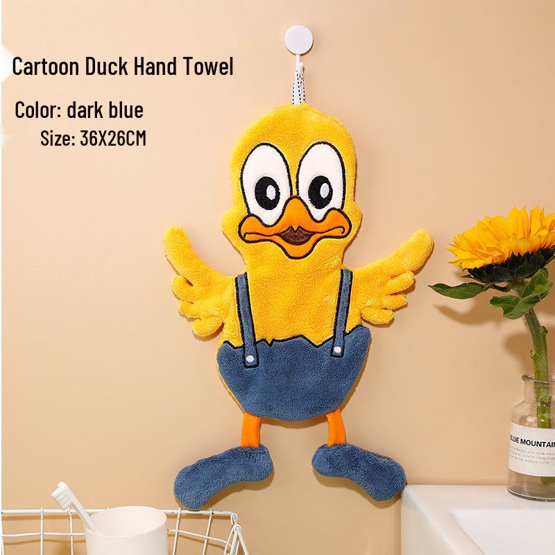 Cartoon Bear Duck Hanging Hand Towel - Absorbent & Quick-Drying for Bathroom.