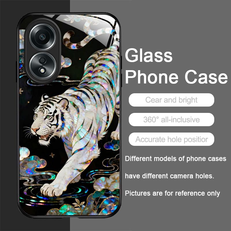 Stylish Tiger Dragon Marble Texture Printed Tempered Glass Phone Case for OPPO Realme 14 13 12 11 Pro+ GT Neo 3 2 X7 Pro Cover