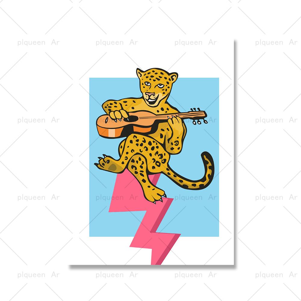 

Ретро абстрактный красочный постер Groovy Art Neon Rainbow Cat Leopard Печать на холсте Детская настенная живопись Картина Гостиная (с рамкой) 15*20cm(with frame)