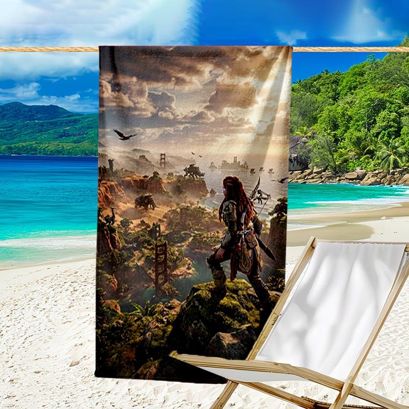 Ultra-Soft Beach Towel with Horizon Theme,Ideal for Pool - Camping, Diving - Perfect Travel Essential, Vibrant Beach Towel.