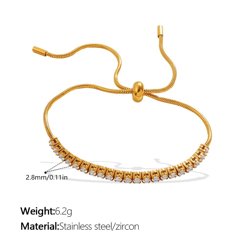 Stacked versatile gold drawstring bracelet exquisite shining adjustable diamond-encrusted jewelry