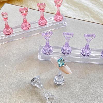 5 Peças Tabuleiro de Xadrez para Treino de Unhas 3cm Acrílico Elevado Magnético Pontas de Unha de Treino Stand Rack de Exibição de Unhas Vestível Ferramenta de Unha