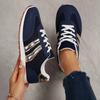 Blue Sports Shoes Summer New Round Head Color Matching Sneakers Lace-up Soft Sole Anti-slip Wear-resistant Flat