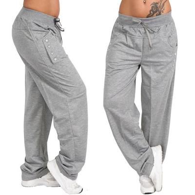 Plus Size Women Trousers Casual Loose Drawstring Long Pants Elastic Waist Active Pants Ladies Wide Leg Pants