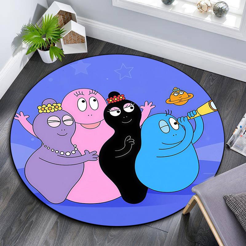 Barbapapa2 Round Area Rug,Carpet Rug for Living Room Bedroom Sofa Playroom Decor,Non-slip Floor Mat
