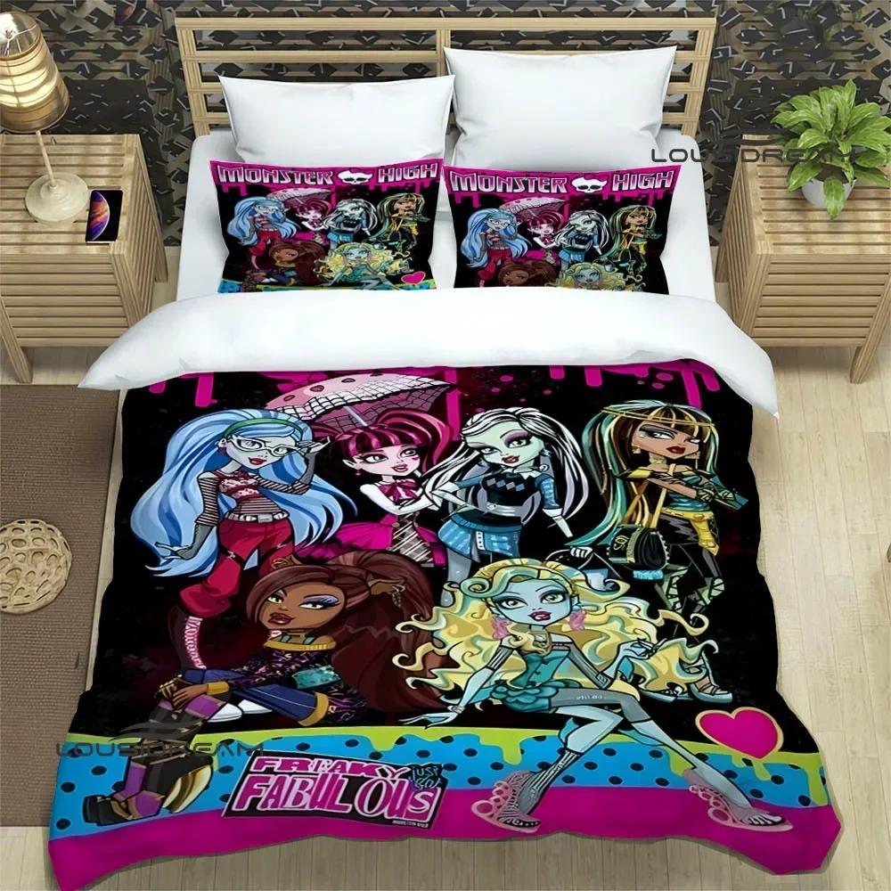 

Набори постільної білизни з принтом Monster High із мультфільмами. Вишукані набори речей. Підодіяльник. Підодіяльник. Комплект постільної білизни. Розкішний подарунок на день народження. EU Double 200x200cm
