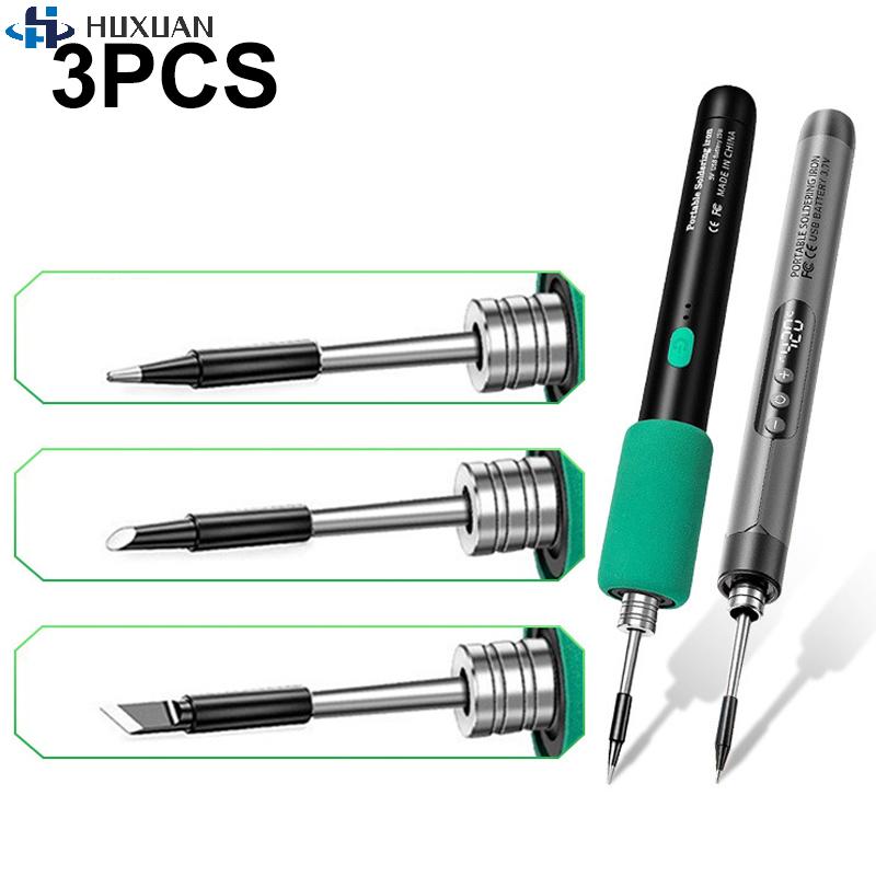 3Pcs 8cm Soldering Iron Tip USB Soldering Iron Tip 5V Battery Soldering Iron Tip Soldering Rework Accessories