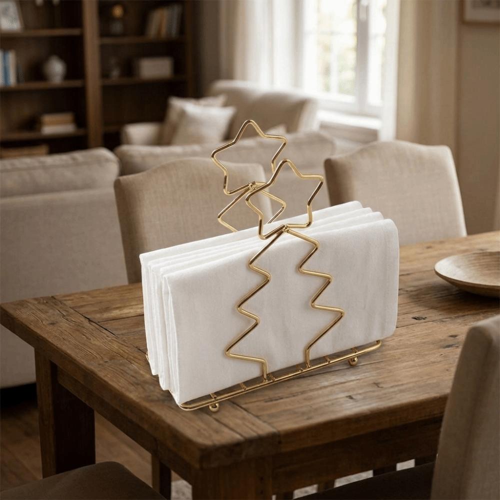 Iron Christmas Tree Napkin Holder Stable Decorative Paper Storage Rack Minimalist Paper Dispenser Rack Kitchen Use