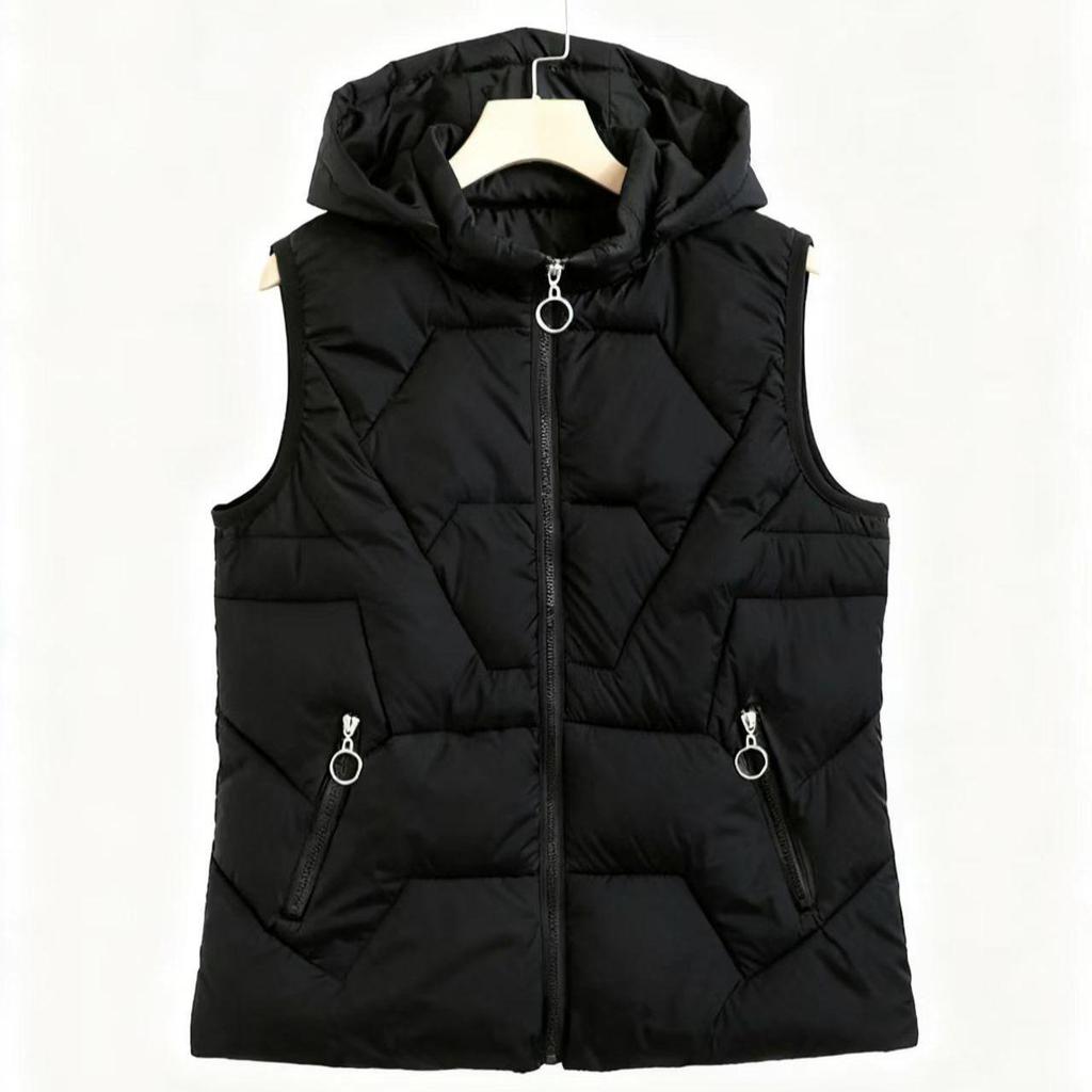 Herfst en winter dames effen kleur glanzende mode capuchon winddicht verdikte warme damesvestjas 5 kleuren