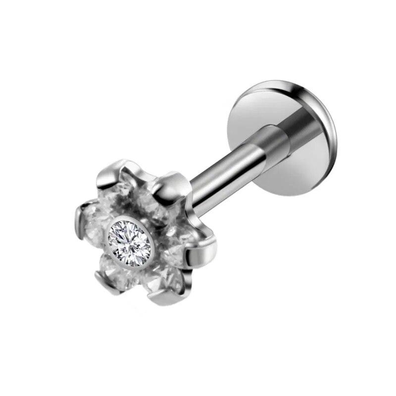 1pcs Labret Ring Lip Piercing Crystal Fashion Body Jewelry 316L Stainless Steel 16G Zircon Tragus Earring