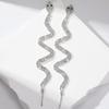 Cross border personalized exquisite trend cold wind alloy full diamond twisted snake shaped earrings for women