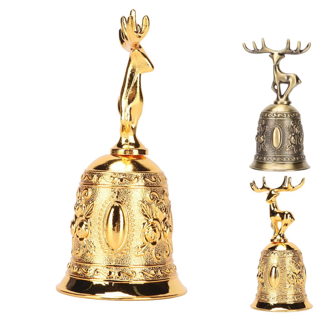 Deer Shape Hand Bell Vintage Plating Process Rustproof Polished Finish Metal Hand Bell for Dining Ta