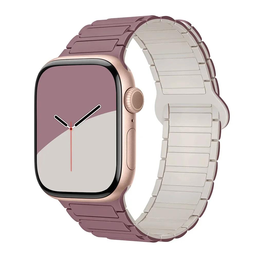 

Silicone Strap for Apple Watch 46mm 42mm 49mm 45mm 41mm 44mm 40mm Magnetic Band for IWatch Ultra 2 Series 10 9 8 7 6 SE 5 4 3 45 44 46 49