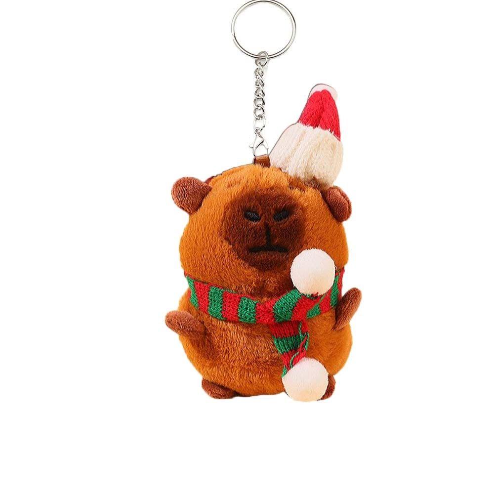 Cross Dressing Scarf Capybara Keychain PP Cotton Plush Animal Key Ring  Ornaments