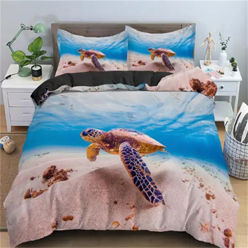 Hot Turtles Bedding Sets Anime Sea Turtles HD Bedspread for Teens Girls Fashion Twin Single Queen King Full Size Duvet Cover