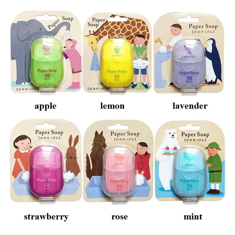 100Sheets Portable Paper Soap Sheets Mini Scented Hand Washing Soap Slice for Travel Outdoor Camping