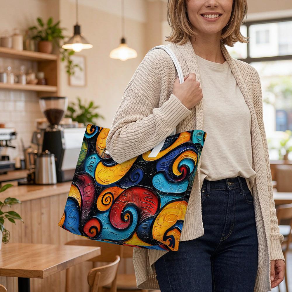 Vintage Swirl Print Shoulder Bag Fashion Daily Outdoor Commute Tote