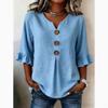 Summer Loose-fitting Casual Printed Button-down Crew-neck Short-sleeved Women's Shirt