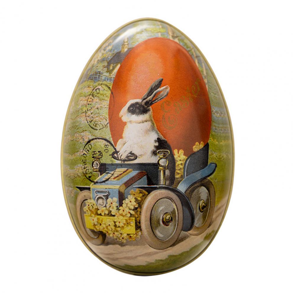 Happy Easter Treat Box Egg Shape Candy Box Funny Bunny Chicken Pattern Iron Art Biscuit Cookie Box Easter Decoration 2025