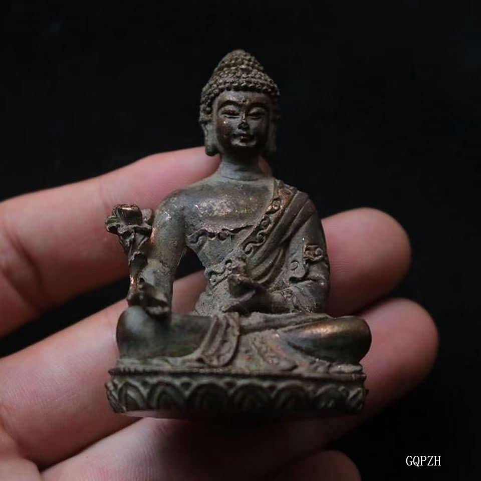Miniature Buddha Statue of Yakushi Nyorai Antiqued Protective Principal Deity for and Rinzai Made of Promotes Recovery from Protection from and Good