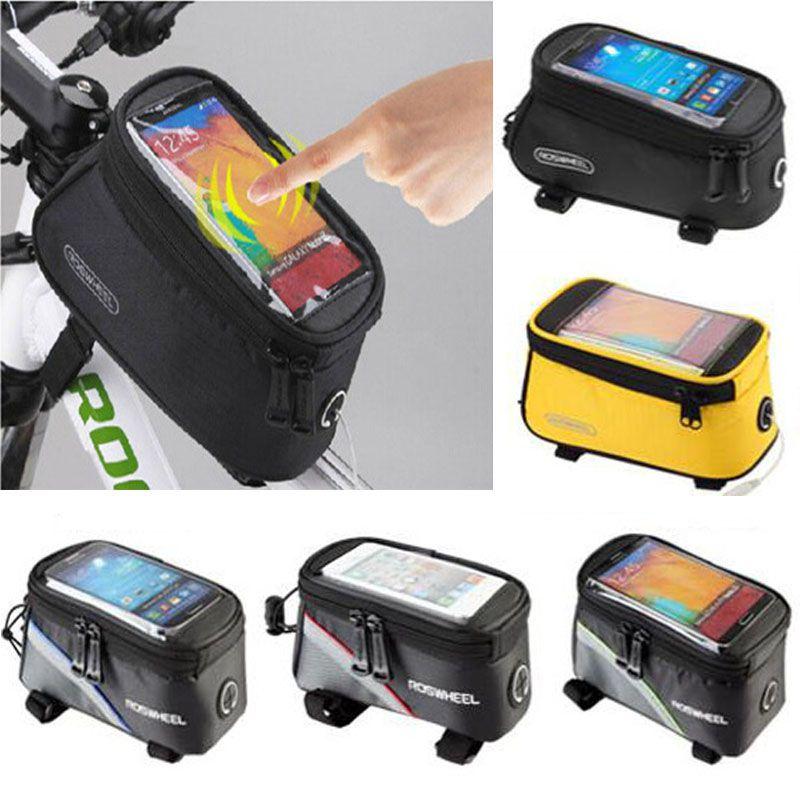 Durable Waterproof Cycling Bike Frame Pannier Bag With Touch Screen Phone Holder