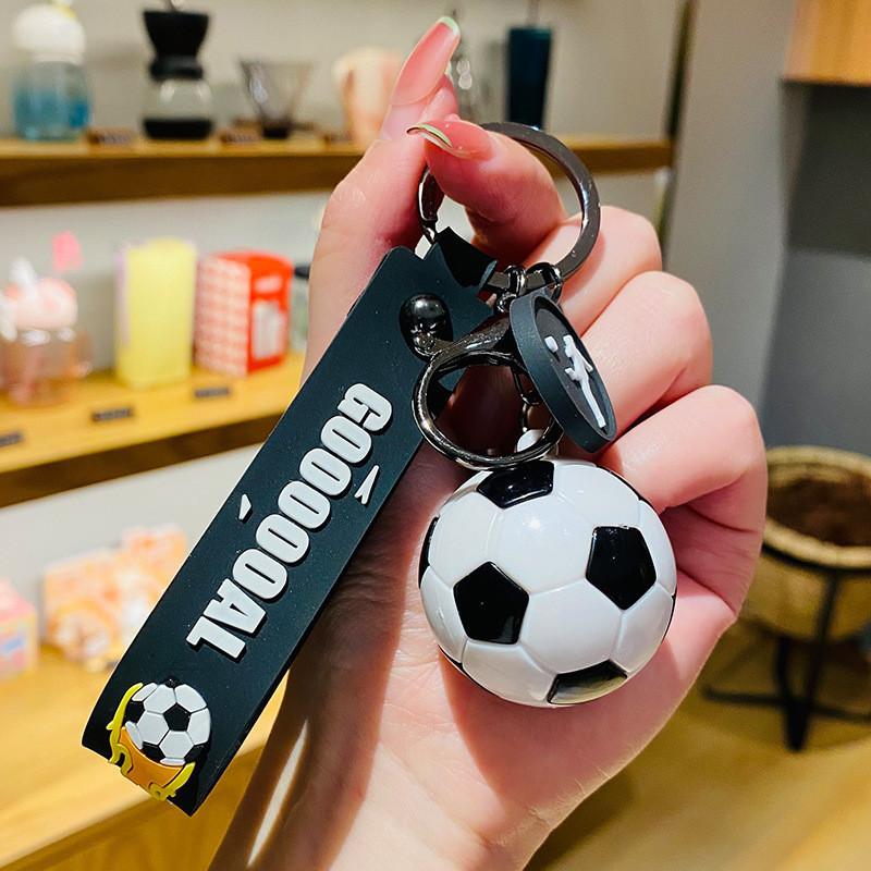 Quirky Cartoon Soccer Keychain Eyecatching Faux Football Bag Fob