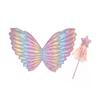 Butterfly Wing Props with Fairy Stick Realistic Patterns Colorful Fairy Wings Props Halloween Decoration