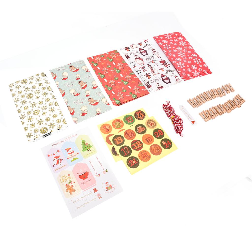 24 Pcs Christmas Gift Bag Exquisite Appearance Christmas Theme Christmas Paper Bag with Digital Stickers