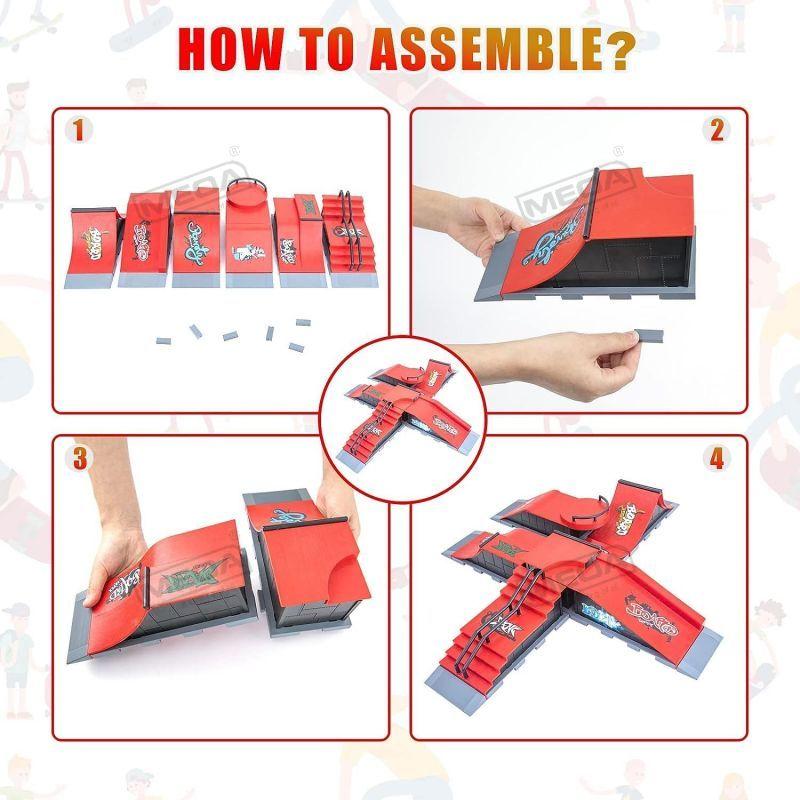 DIY Finger Skatepark 6-in-1 Set Professional Tech Practice Deck Platform Stunt Finger Skateboard Assemble Ramp Park Kits Toys