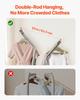 Clothes Rack, Rolling Clothing Garment Rack with 2 Hanging Rods and Storage Basket, 150 kg Load Capacity, Extendable Carbon Steel Clothing Racks with