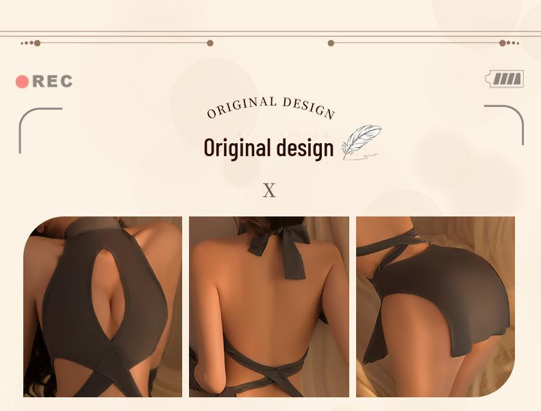 Manyan Sexy Cross Hollow Halter Gât Cheongsam Nightclub Lenjerie într-o bucată 