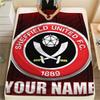 1PC Custom Name Sheffield United FC Patterned Flannel Blanket Suitable For All Seasons for Home Decor Warmth and Comfort Gifts Holiday Present