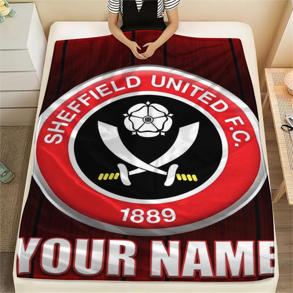1PC Custom Name Sheffield United FC Patterned Flannel Blanket Suitable For All Seasons for Home Decor Warmth and Comfort Gifts Holiday Present
