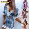 Fashion Summer Spring  Short Sleeve V-Neck Casual Dresses