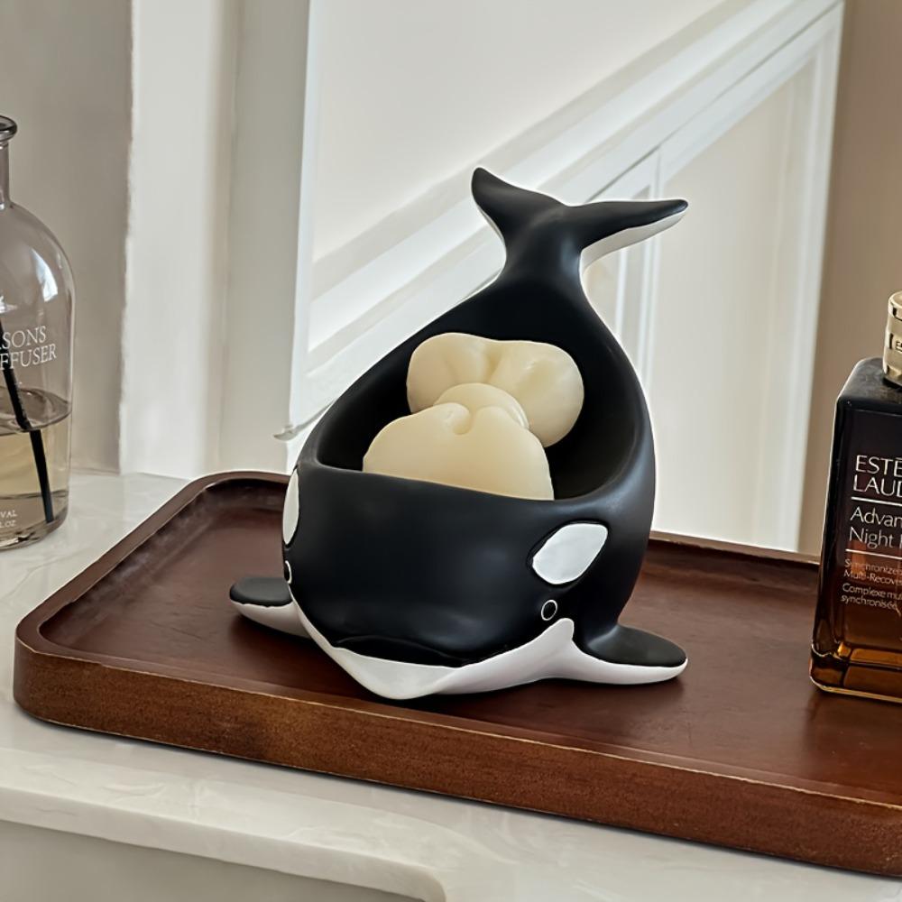 Whale Soap Dish 1PC Cute Non Slip Resin Tray Open Front Soap Holder for Bathroom Kitchen Soap Dish Holder Bathroom Accessories