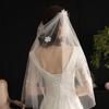 Bridal Veil Bride Elaborate Tulle Lace Bow Short Bachelorette Party Hen Party Bride Veil Hen Party Head Scarf